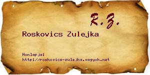 Roskovics Zulejka névjegykártya